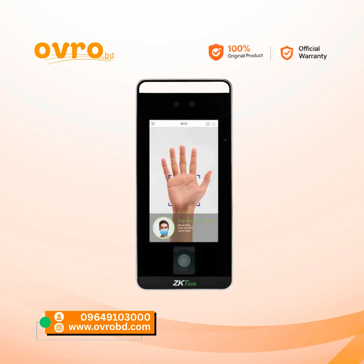 ZKTeco SpeedFace-V5L QR MF Facial Recognition Access Control Terminal